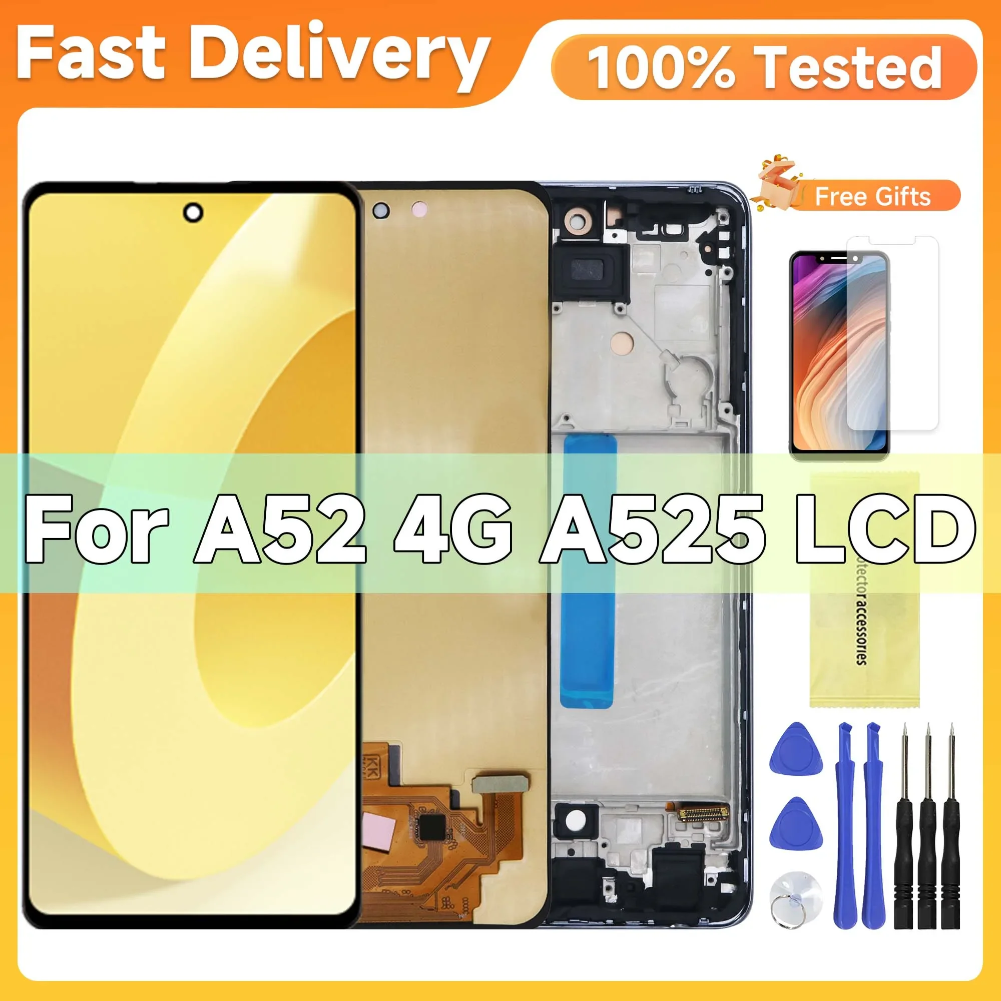 

A52 4G AMOLED Display For Samsung A525F A525F/DS A525M A525M/DS LCD Display Touch Screen Digitizer Assembly Replacement