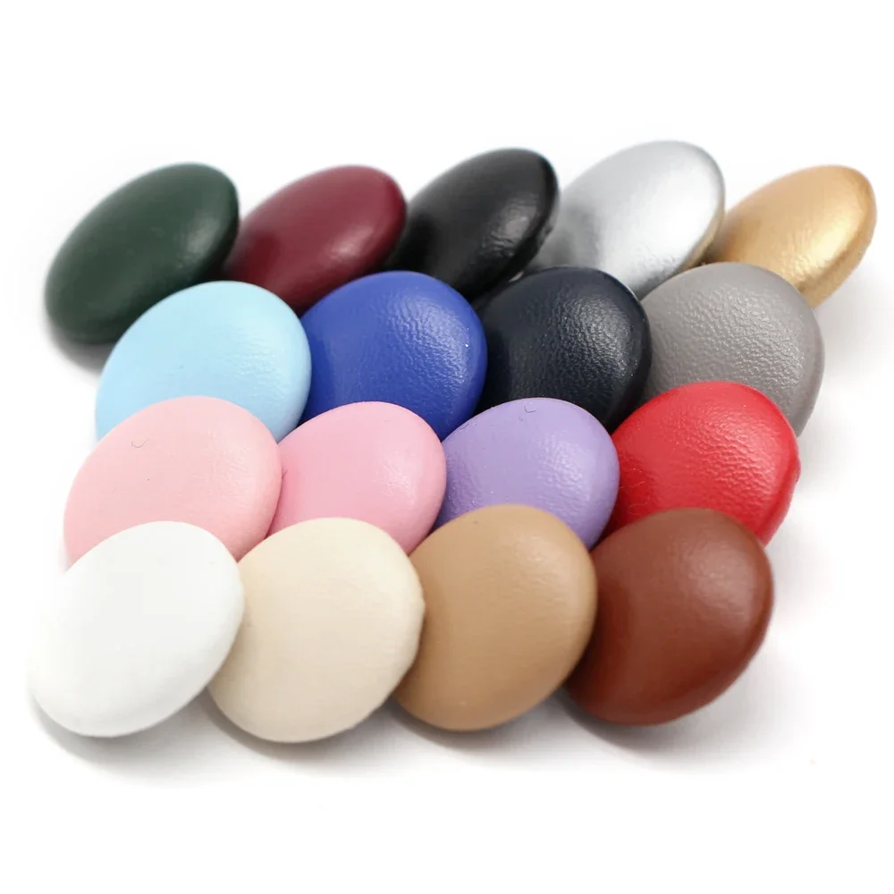 10Pcs 11/15/20/25/30mm Leather Covered Buttons With Shank For Clothes Coat Windbreaker Sofa Soft Button Colorful DIY Decorations