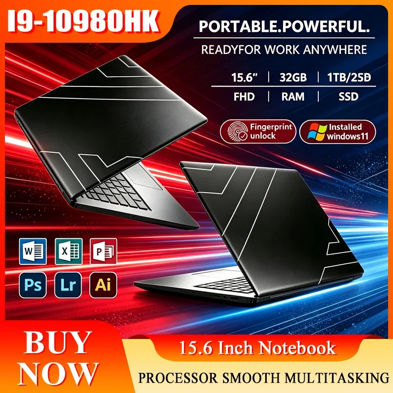 15.6 Inch Full HD IPS Laptop 120Hz Screen Intel Core I9-10980HK 32GB RAM 2TB SSD Backlit Keyboard Long Battery Life Windows 11