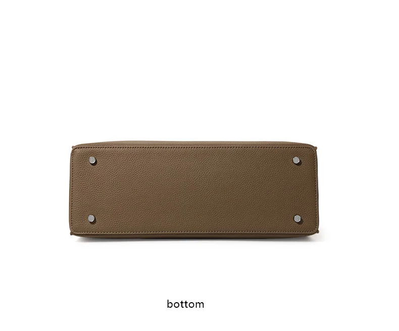 Multi-Pocket-Tasche aus Rindsleder mit großem Fassungsvermögen, minimalistische Damen-Umhängetasche mit Litschi-Textur für Büro, Arbeit, Reisen – Detail 10