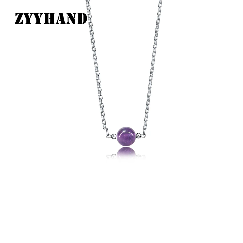 Natural Stone Amethyst Women Necklace Stainless Steel Colorfast Cross Chain Girl BirthStone Fine Jewellery FYNE249