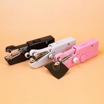 Mini máquina de coser portátil, máquina de coser eléctrica de mano con bobina para costura, trabajo hecho a mano, accesorios de costura para viajes en casa