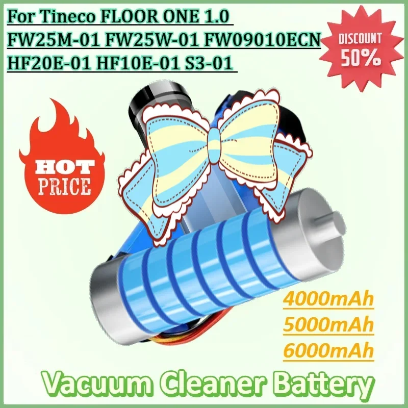 

Battery 21.6V 6000mAh for Tineco FLOOR ONE 1.0 FW25M-01 FW25W-01 FW09010ECN HF20E-01 HF10E-01 S3-01 Vacuum Cleaner Battery