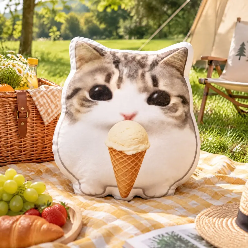 Creative Crying Angry Cat Plush Pillow Cone Hat 13/40cm Cat Keychain Soft Printed Round Head Cat Cushion Kids Toy