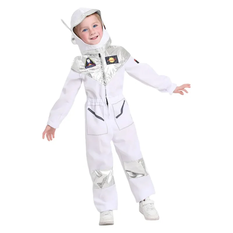 EE01 زي رائد فضاء أبيض فاخر للأولاد والبنات مناسب لأسبوع الكتاب والهالوين كرنفال خارج الفضاء تحت عنوان الحفلات للأطفال C&0Ww