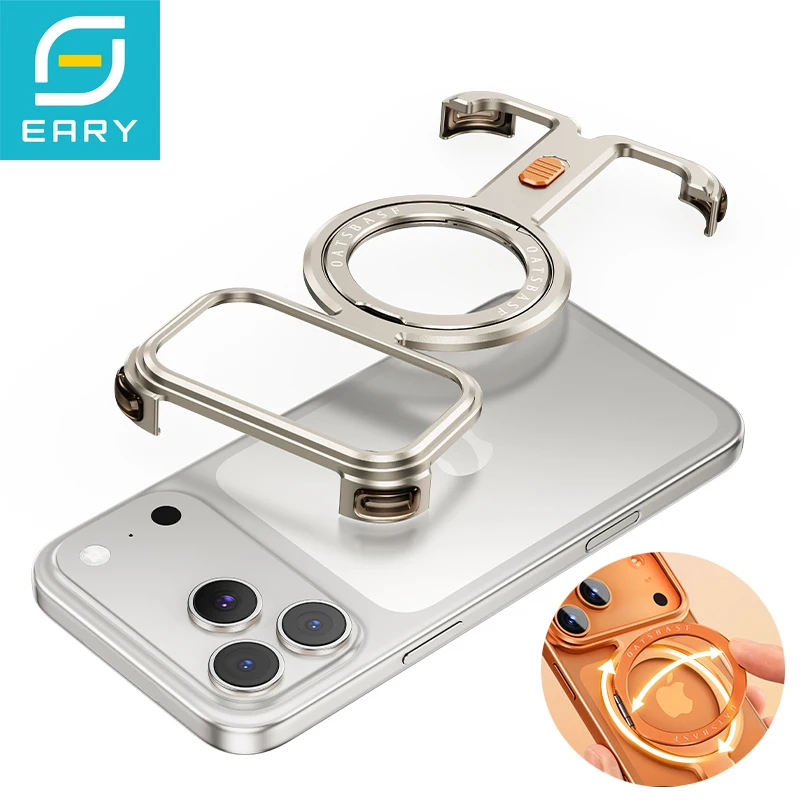

Чехол для телефона Eary для iPhone 17 Pro Max 17 Pro с магнитом на 360° ° Поворотная подставка, безрамный корпус, противоударный защитный чехол Magsafe