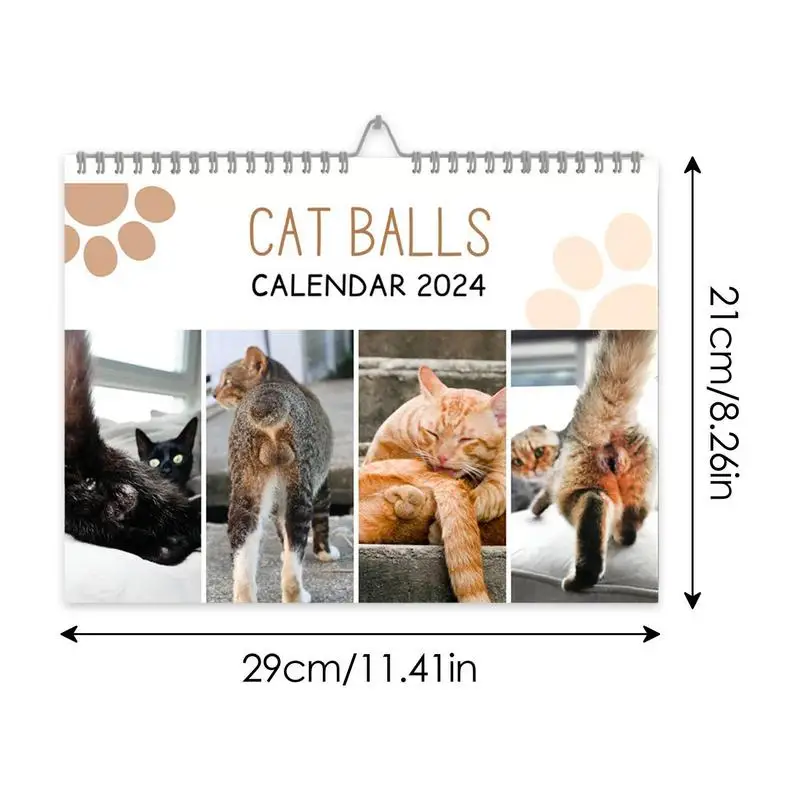 2024 Funny Cat Butt Wall Calendar Exquisite Pattern Full Page Months Thick Sturdy Paper Cat Butthole Calendar Planner