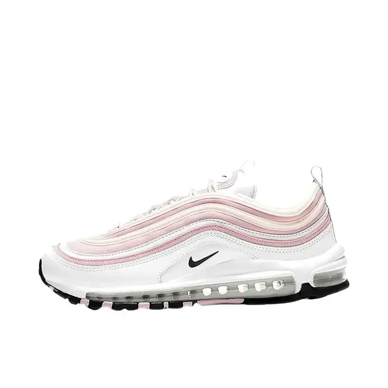 Nike Air Max 97 Unsiex Cushioned Fashion Retro Comfortable Breathable Anti-slip Wear-resistant Running Shoes Pink and White