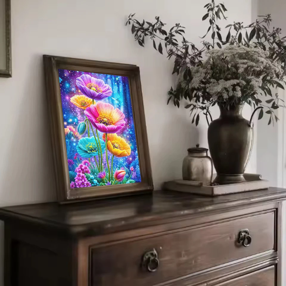 DIY Diamond Painting Colorful Tulips Iris Poppy Flower Full Square Round Diamond Art Kits Floral Mosaic Embroidery Home Decor
