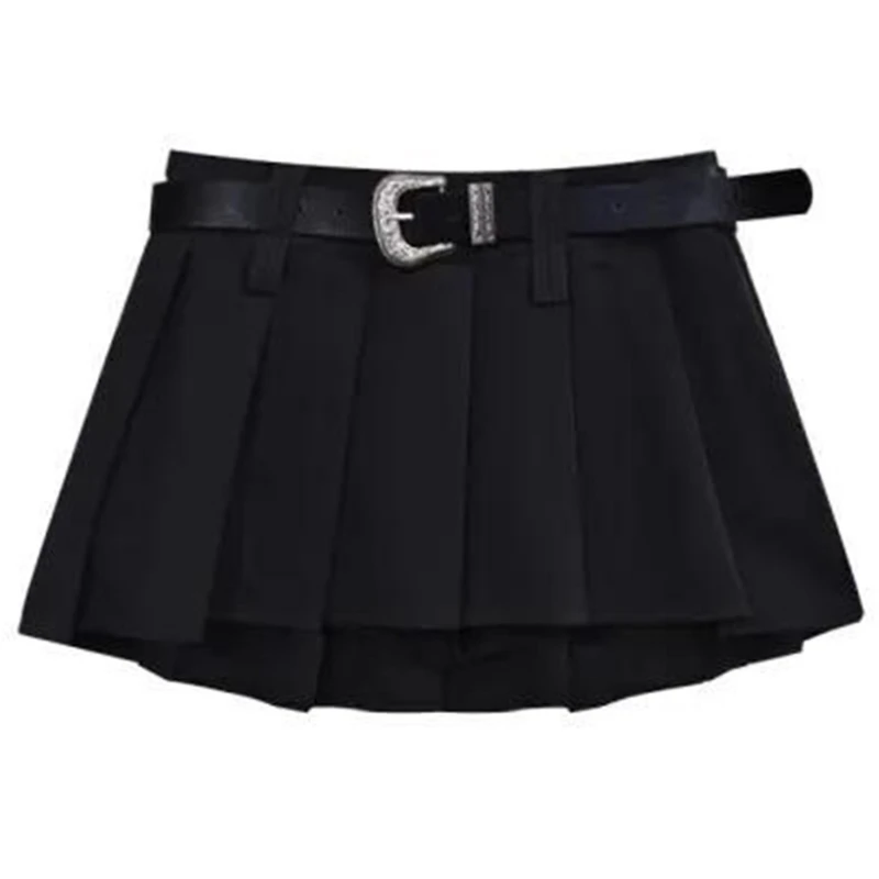 Youthful Girls' Pleated Skirt Comfortable Short Dress Belted for School and Play