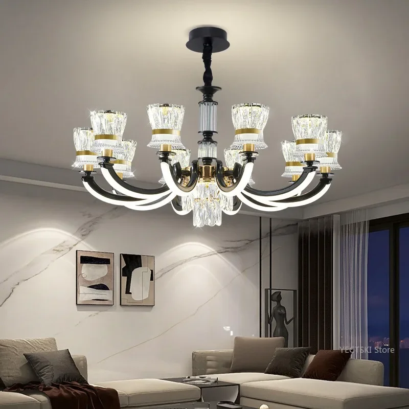 

GHJUYIOL Light luxury high-end atmospheric crystal chandelier, modern and simple household lighting fixtures