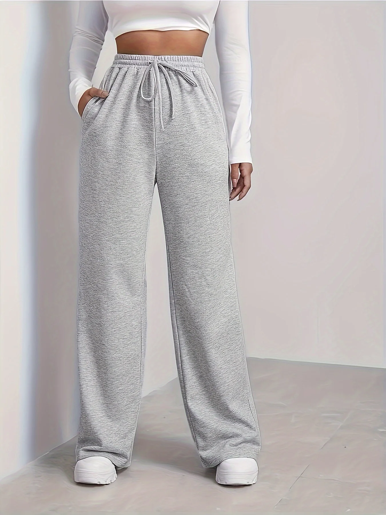 New women\'s pants sweatpants gray drawstring tracksuit pants for women