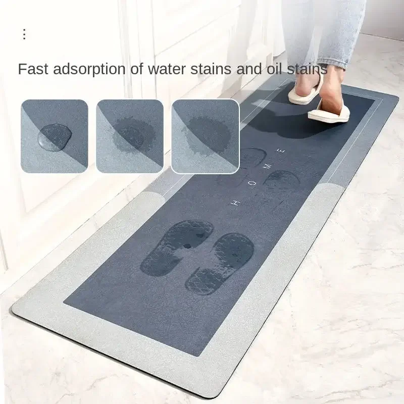 Super Absorbent Kitchen Floor Mat, Crystal Velvet Pad, Bath Pad, Anti-Slip Carpet, Wireless Wash, Long Strip Carpet