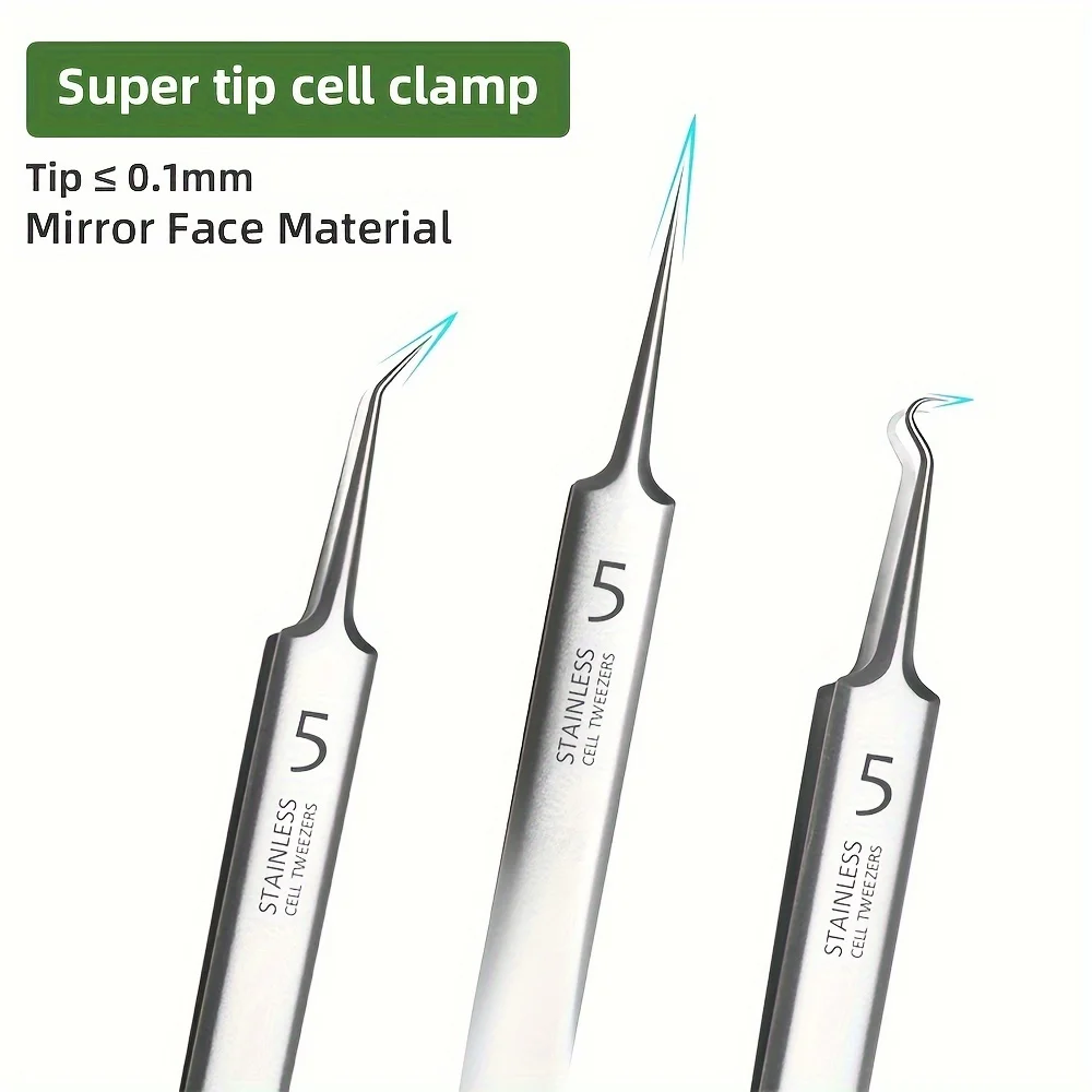 3-delig roestvrijstalen pincet in verschillende maten met opbergdoos, superscherp om mee-eters te verwijderen, gezichtsporiereiniging C