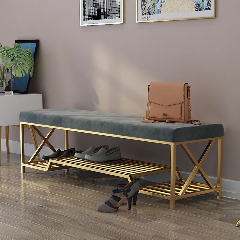 Modern simple wrought iron shoe changing stool, fitting room shoe testing stool