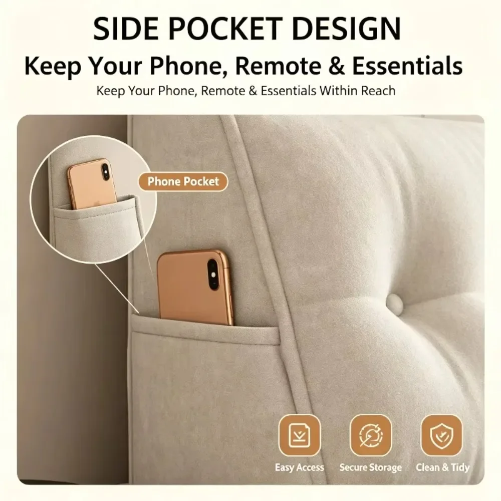 60/80/100cm Large Bedside Triangular Pillow for Reading, Soft Upholstered Removable Washable Pillow for Bedroom Sofa Home Decor