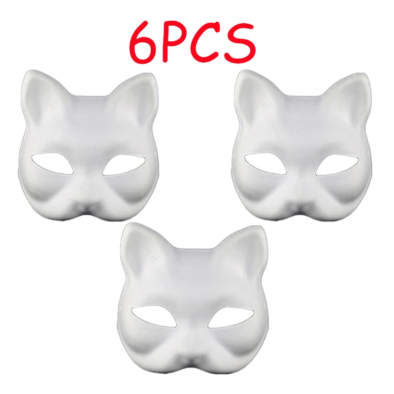 3/6/9/12/15PCS maschere termiche maschere per gatti bianchi Blank maschera di Halloween fai da te animali mezze maschere maschera maschera Cosplay