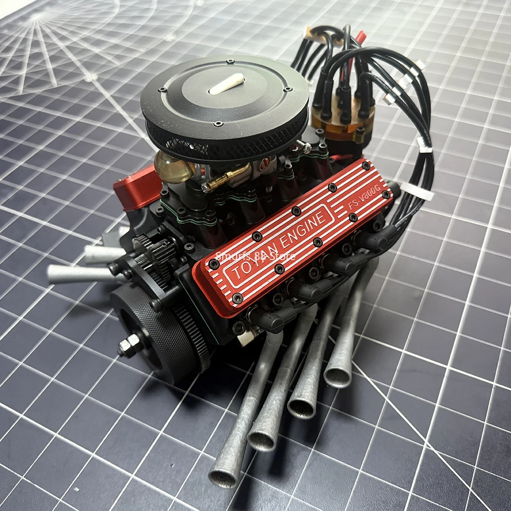 TOYAN V8 Metal Engine Model DIY 28cc Gasoline Engine Model Kit Water Cooled Version That Works Includes Starter Group Toys Gift
