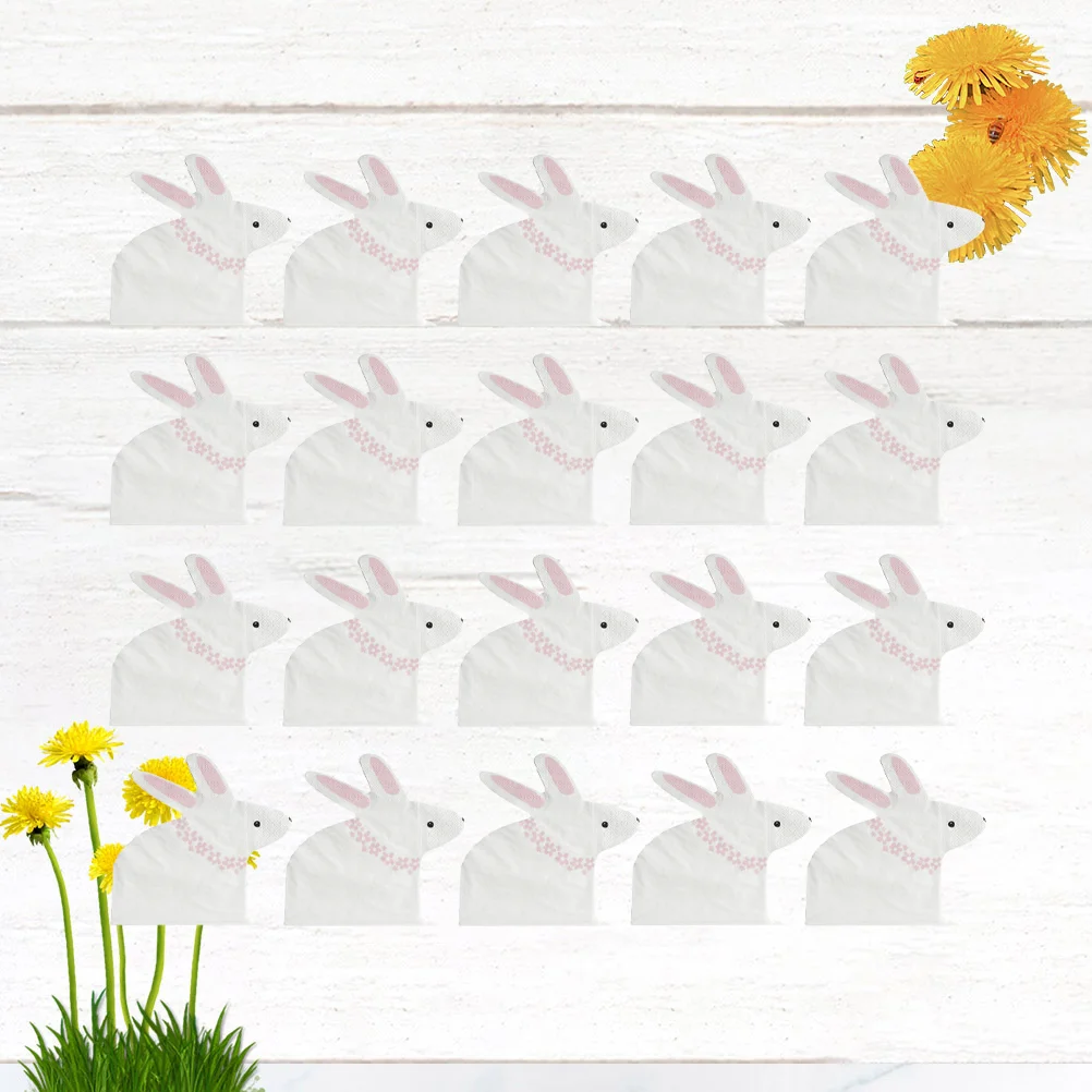 

1 Set of 20PCS Disposable Napkin Kit Cartoon Rabbit Napkin Lovely Paper Napkin Kit for Kids Birthday Party Use Rabbit Napkin Sty