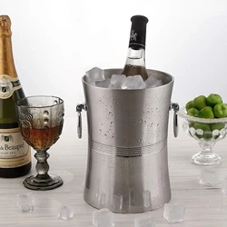 Leeseph Insulated Ice Bucket , Made Double-Wall Champagne Bucket Keeps Ice Frozen Longer for Parties,Ideal for BBQ Gatherings
