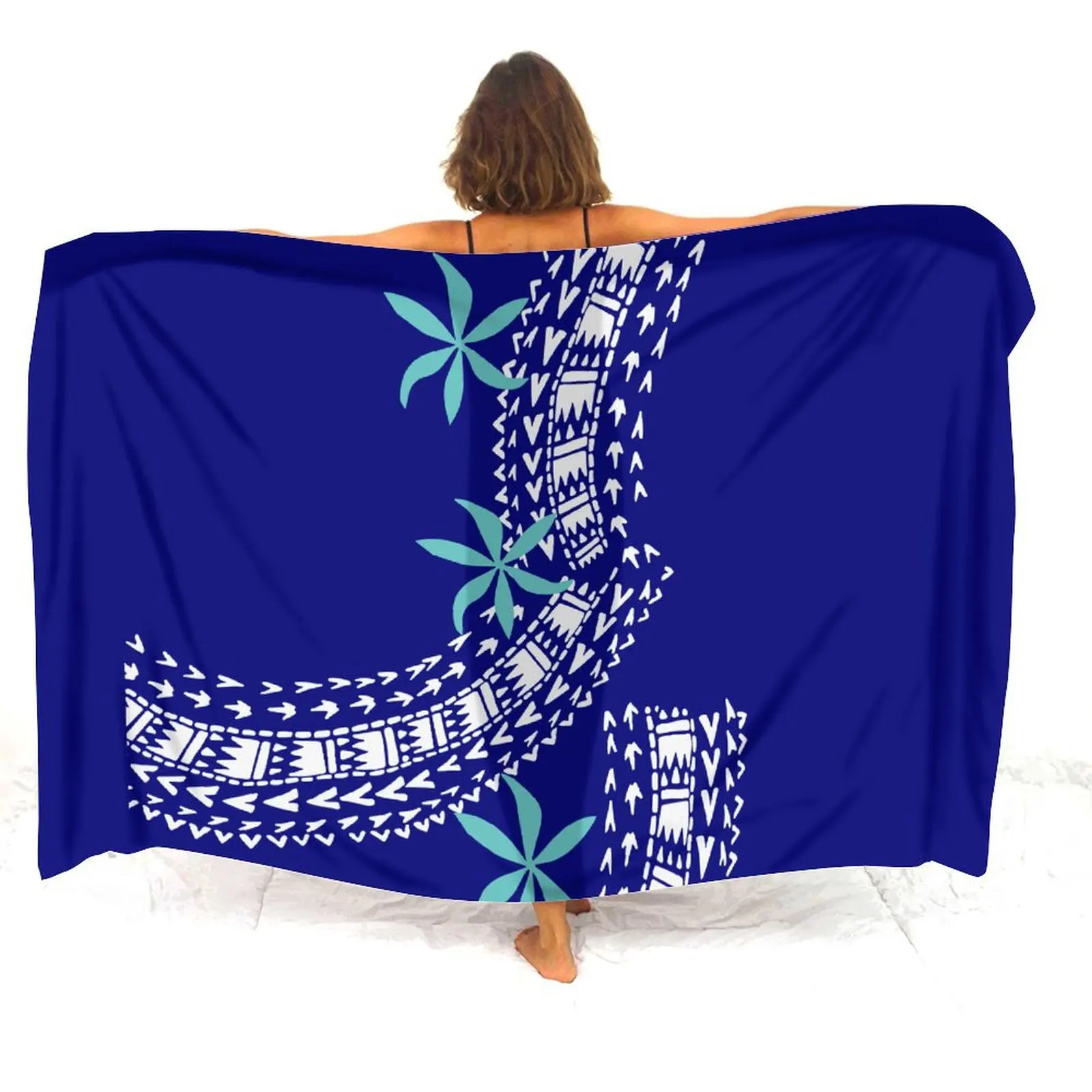 Estilo polinésio impresso verão feminino sarong praia sarong capa à prova de vento saia sarong personalizável