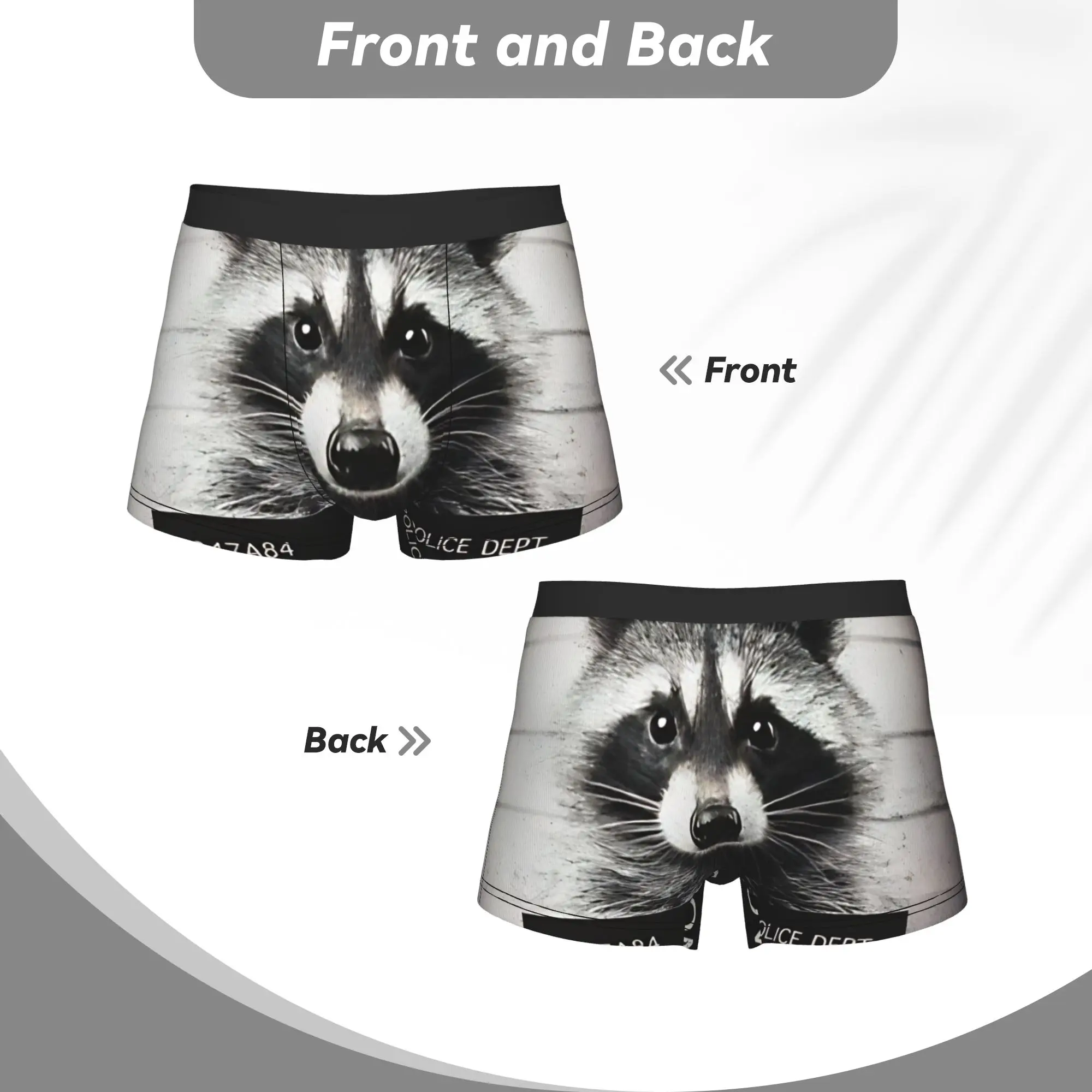 Mugshot  raccoon Underpants Homme Panties Man Underwear Print Shorts Boxer Briefs view 4