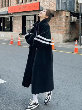 Pluche En Verdikte Lange Lam Pluche Jas Voor Vrouwen Overgewicht Mm2023 Herfst En Winter Loszittende En Afslankende Warme Trui