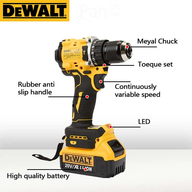 DEWALT Brushless Impact Drill Compact 20V Charging Pistol Drill Lithium Electric Drill DCD805