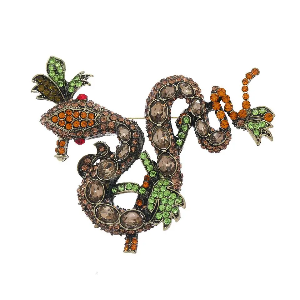 Heavy Industry Champagne Drill Large Twined Branch Python Brooch ins Animal Brooch Jacket Suit Accessories Pin Buckle