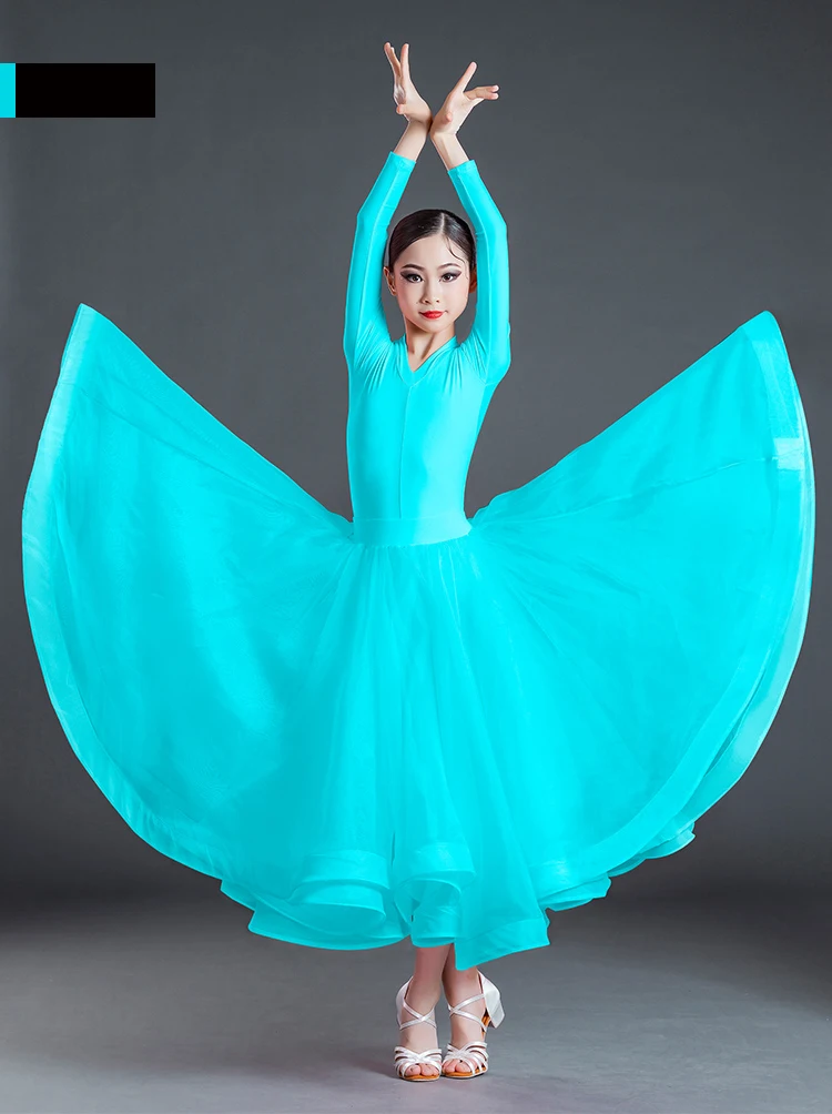 

Pink Blue Girls Ballroom Dance Clothes V-Neck Waltz Dancing Competition Dancewear Tango Standard Dance Stage Costume