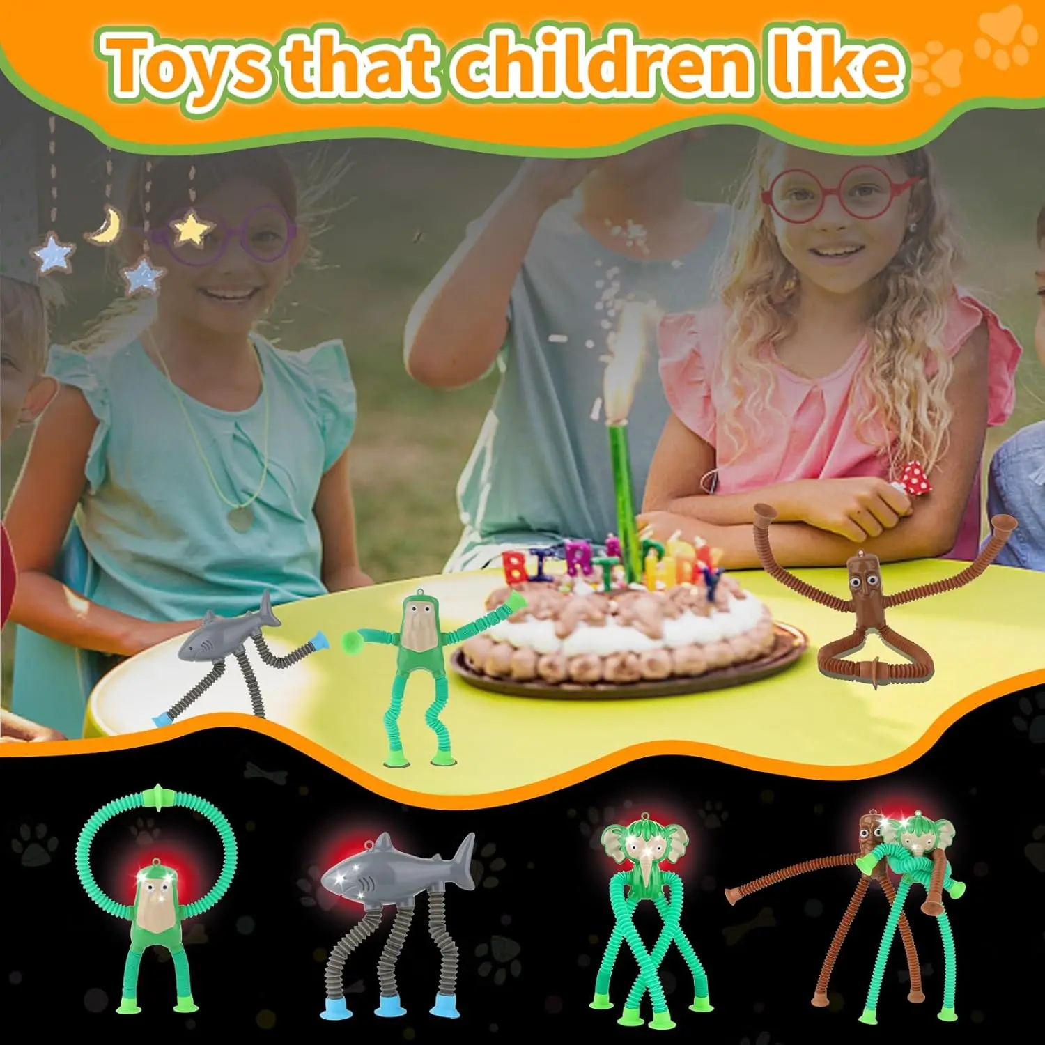 Kindergarten Graduation Gifts Italian Brainrot Pop Tubes Fidget Toys,4Pcs Toddler Travel Toys with Suction Cups