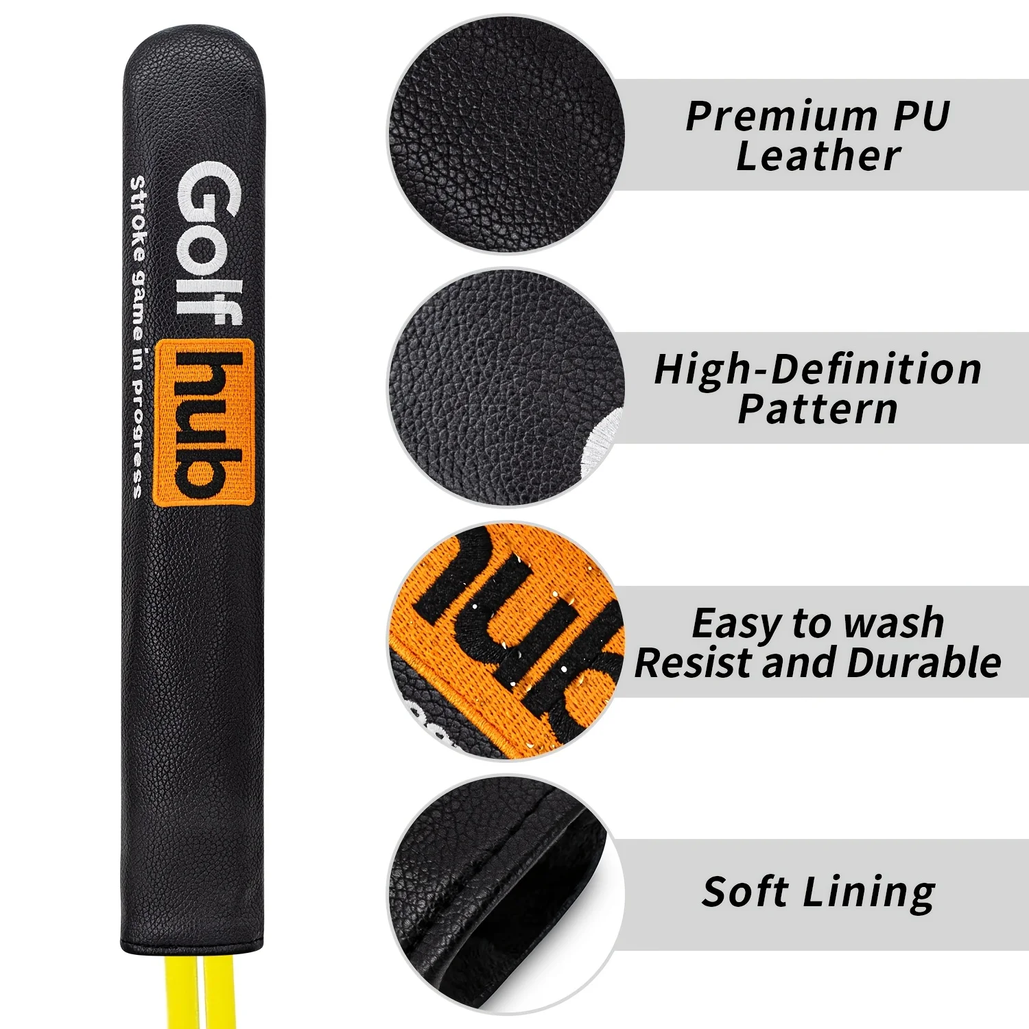 1pc Hub Letter Style Golf Alignment Stick Cover | Premium PU Golf Alignment Rod Sleeve | Durable | Stroke Game in Progress image 3