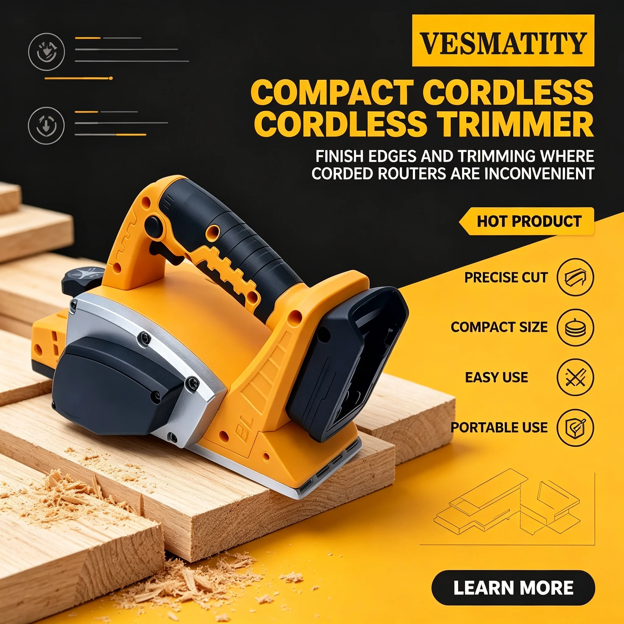 vesmatity-power-tool-cordless-electric-planer-rechargeable-woodworking-cutter-handheld-wood-cutting-for-18v-battery