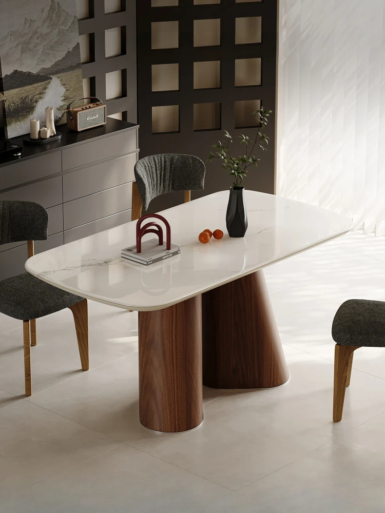 

Italian Dining Tables and Chairs Set Rectangular Modern Minimalist Dining Table Advanced Marble