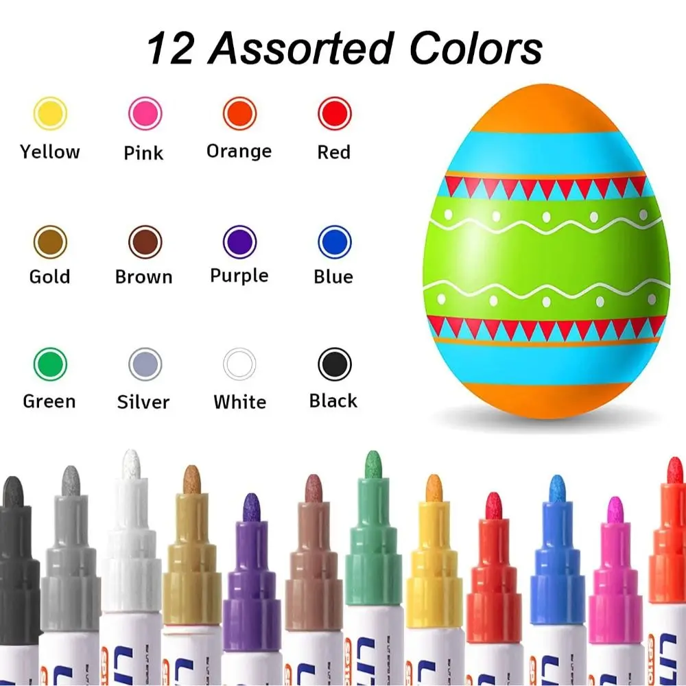 12 Colors Paint Marker Colorful Permanent Oil-based Colored Drawing Marker Graffiti Art Rock Painting Brush Pen Canvas