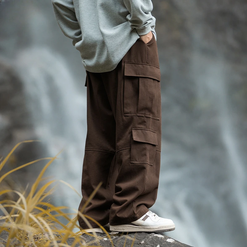 Mountain style three-dimensional pocket work casual pants loose stitching outdoor joggers cargo pants men