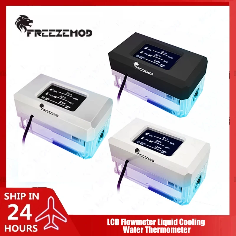 

FREEZEMOD Watercooling Thermometer Multiple Function AIO Electric Temperature LCD Flowmeter 5V ARGB,3 in 1 Fan RPM Speed Monitor