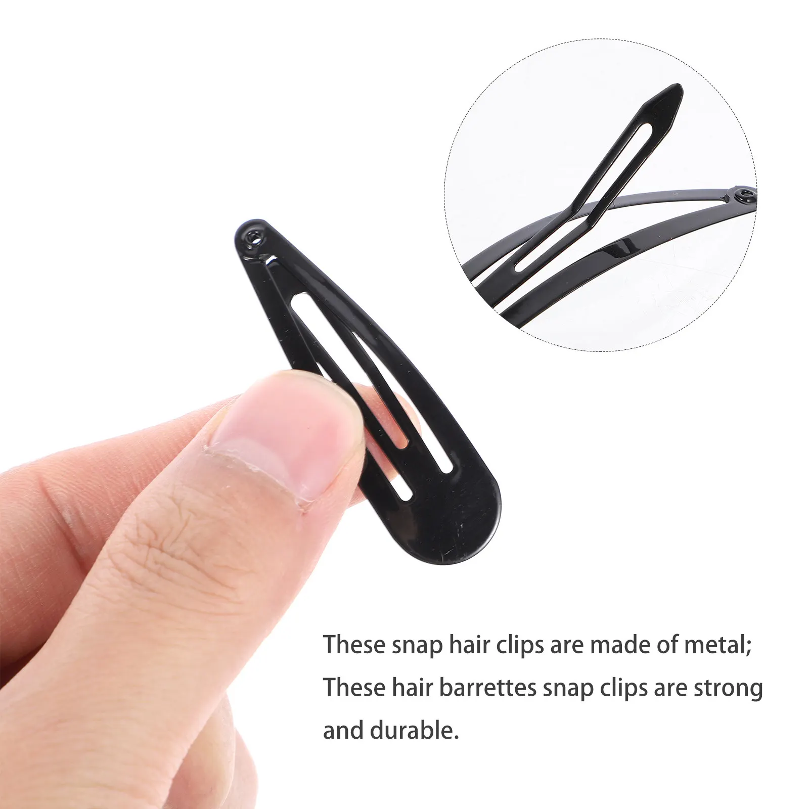 50Pack Snap Hair Clips Metal Barrettes 6.5cm Black for Girls Women Shine Finish Easy Use Keep Loose Hair in Place Hairpins