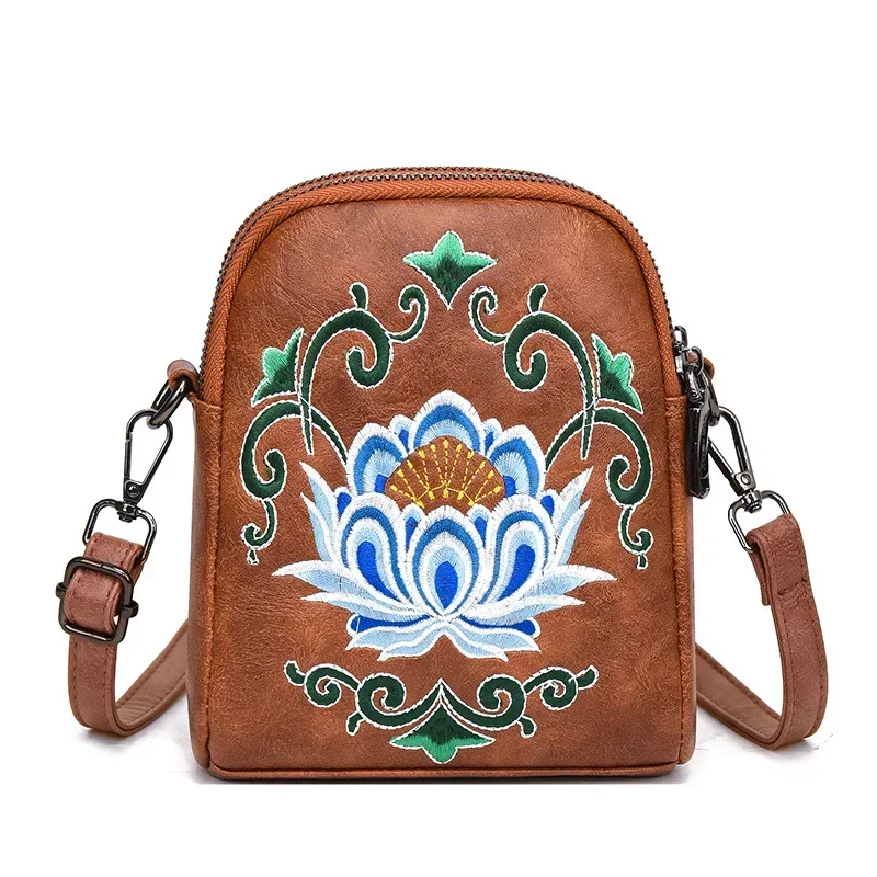 Vintage Ethnic Shoulder Bags for Women Luxury Designer Handbag Women Phone Purse Wallet High Quality Embroidered Crossbody Bags