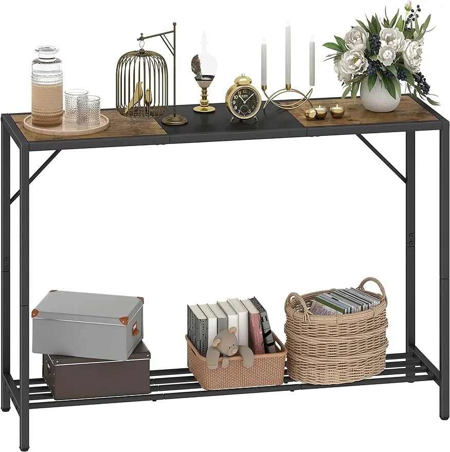 

LAATOOREE Console Table 41.7" Industrial Entryway Table with Shelf Narrow Sofa Table for Hallway Entrance Hall Corridor