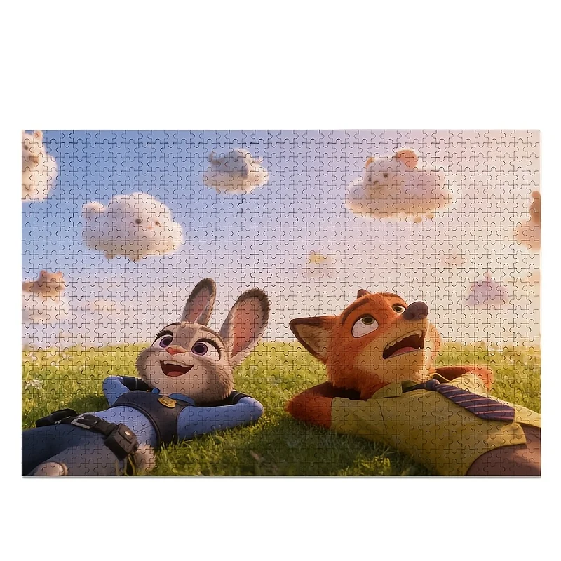 1000 elementów Puzzle z plakatem Disney Zootopia Judy Hopps i Nick Wilde |   Wysoki poziom trudności, dekoracja wnętrz, odpowiedni do klasy, kuchni