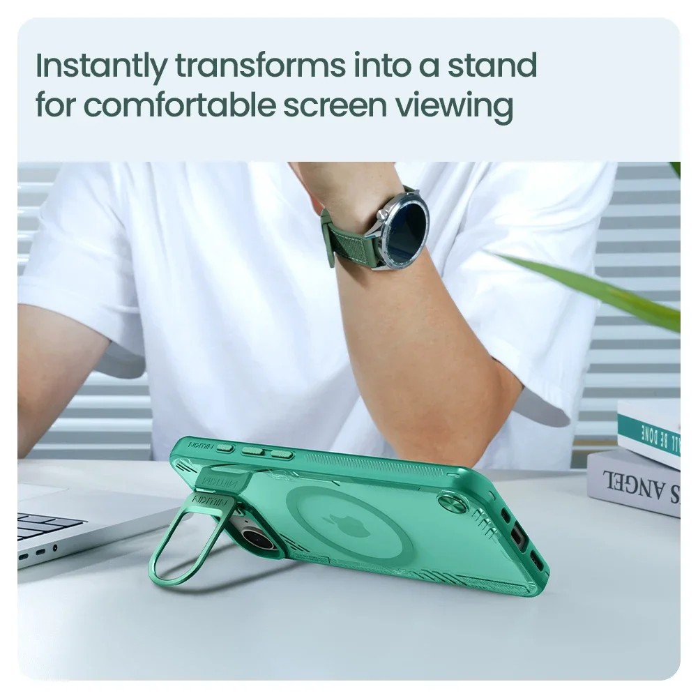 Para iPhone 16e funda NILLKIN Iceblade Prop para lente de privacidad magnética cámara cubierta protectora hueca