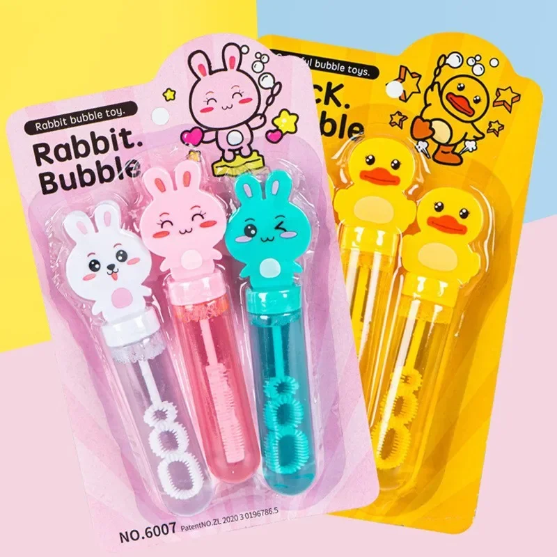 Mini baguettes à bulles de dessin animé, bouteille d'eau savonneuse, jouets de soufflage portables pour enfants, extérieur, mariage, fête d'anniversaire, 3 paquets