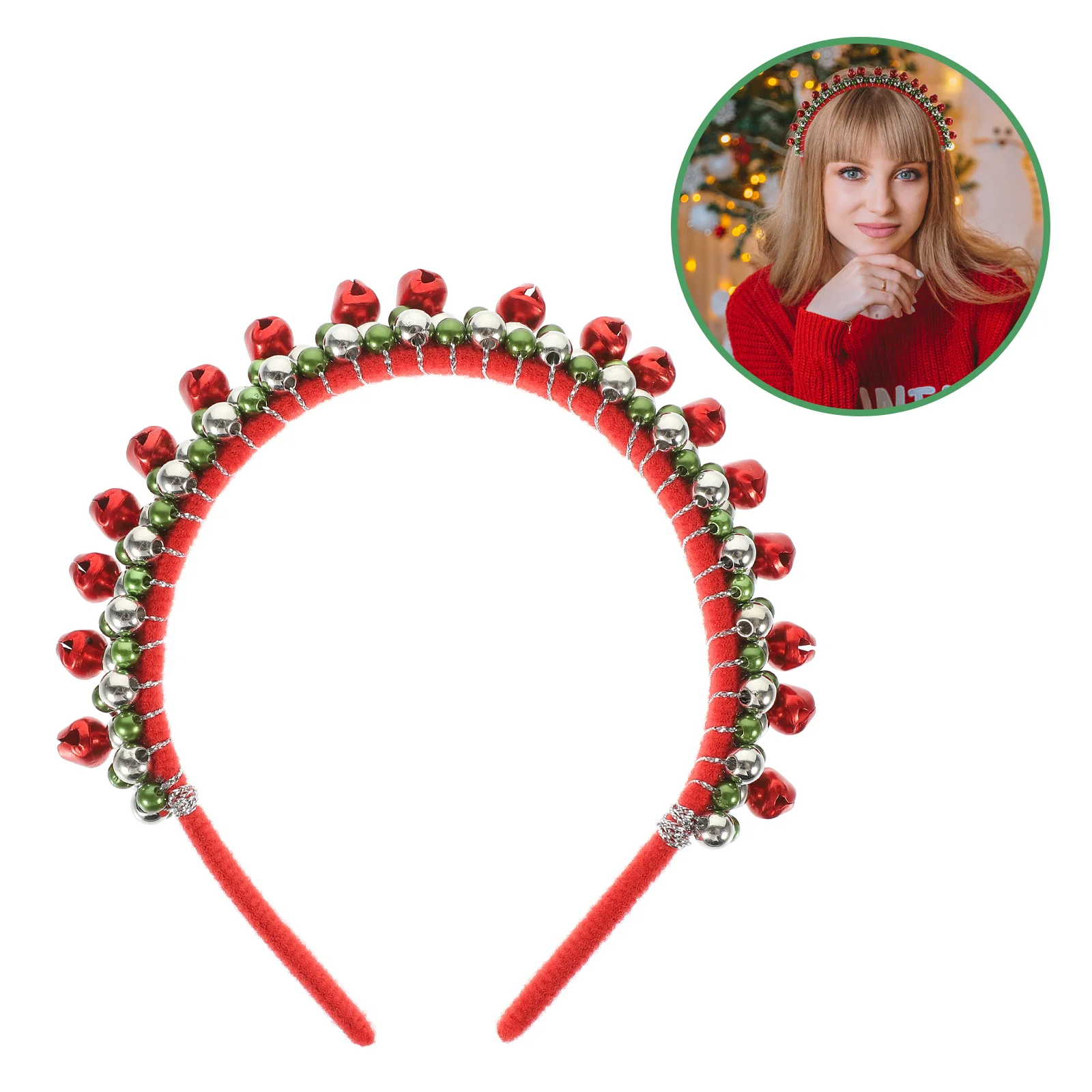 Christmas Party Colorful Bell Headband Wide-brimmed (red) for Women Headbands Hair Accessories Decorative Metal Holiday