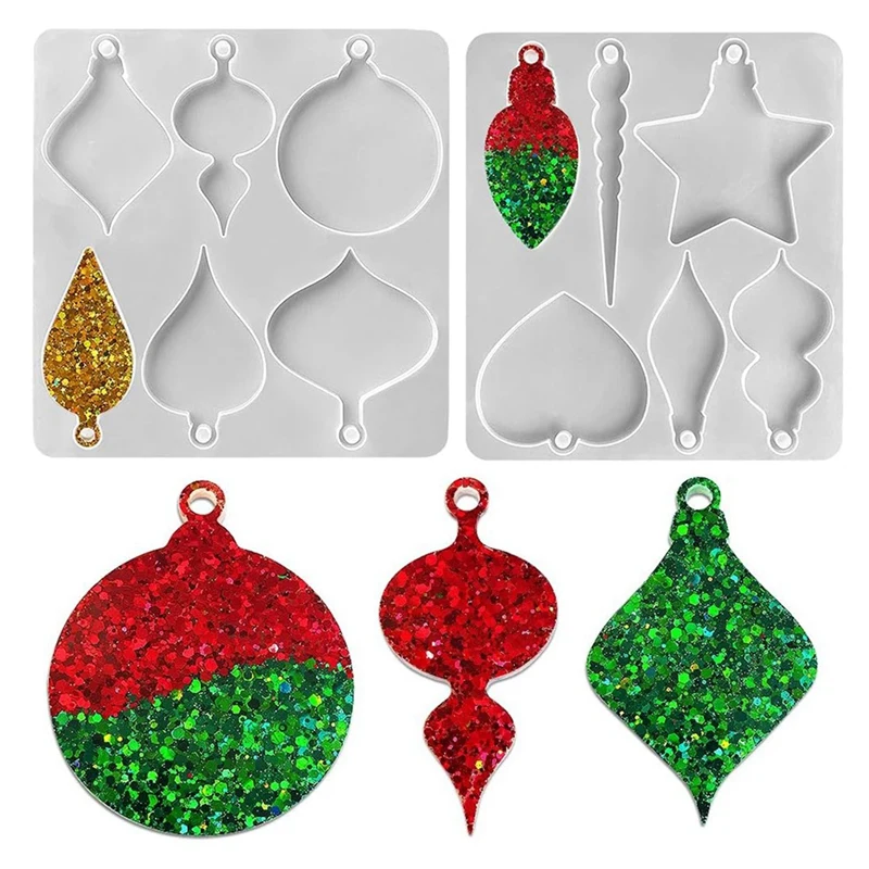 Christmas Ornament Molds For Resin, Bauble Silicone Molds, Star Bulb Round Ornament Resin Mold Easy Install Easy To Use