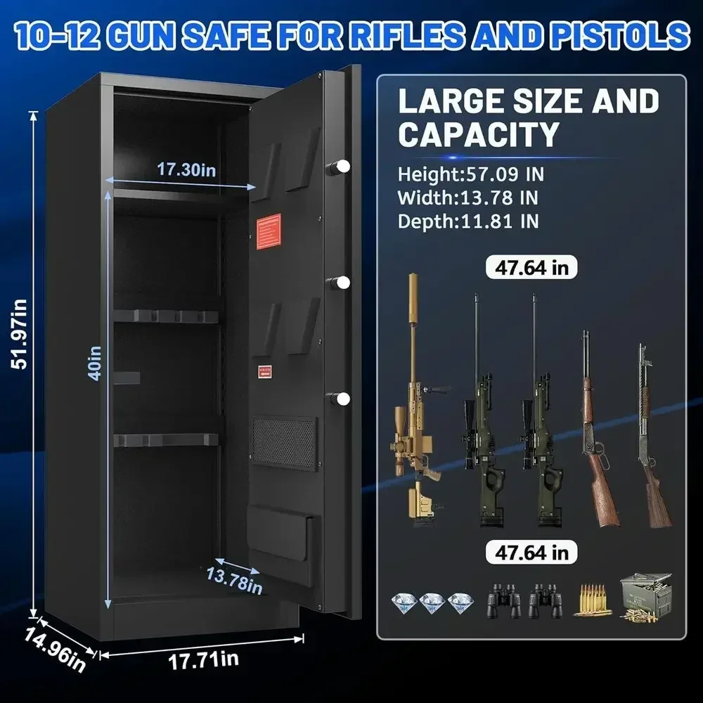 Dual Alarm Security Cabinet with Digital Lock, 14.96 x 17.71 x 51.96