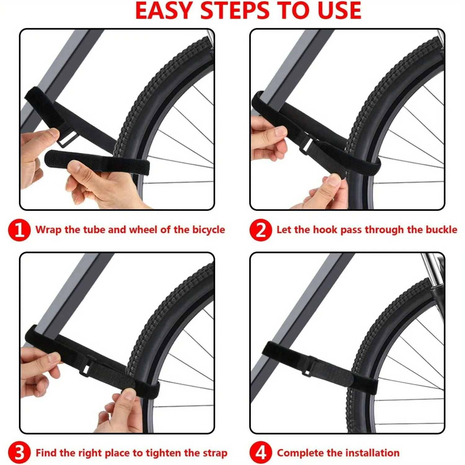 4Pcs Portable Adjustable Bike Frame Strap For Fix Tires Cycling Parts Anti-Skid Bicycle Wheel Fasten Cable Binding Fixed Belt