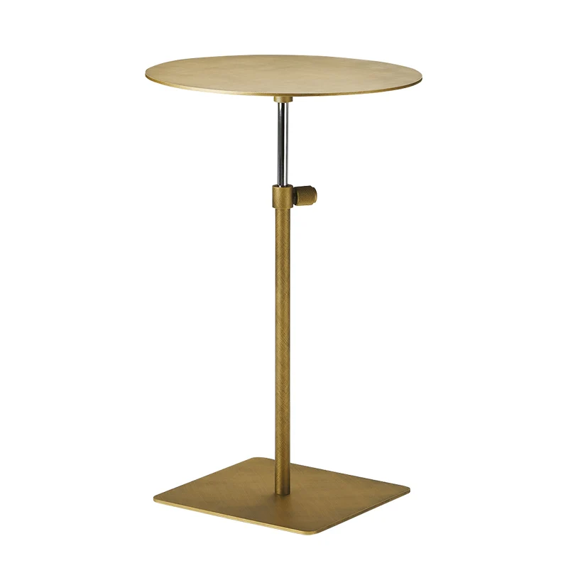 Hot sale new design gold side table modern golden stainless steel round side table liftable stainless steel sofa table