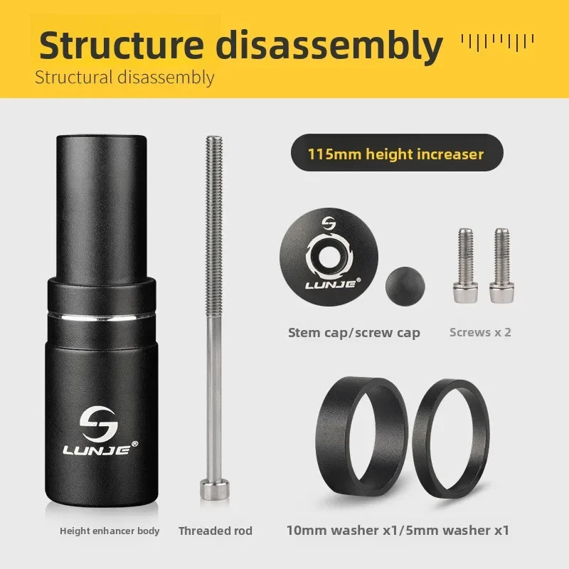 

LUNJE Mountain Bike Handlebar Riser, Front Fork Head Tube Extender for MTB Elevator Adjustment