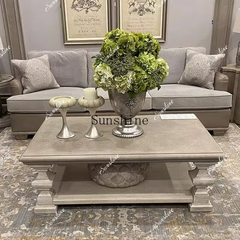 American light luxury solid wood old household rectangular living room coffee table table TF